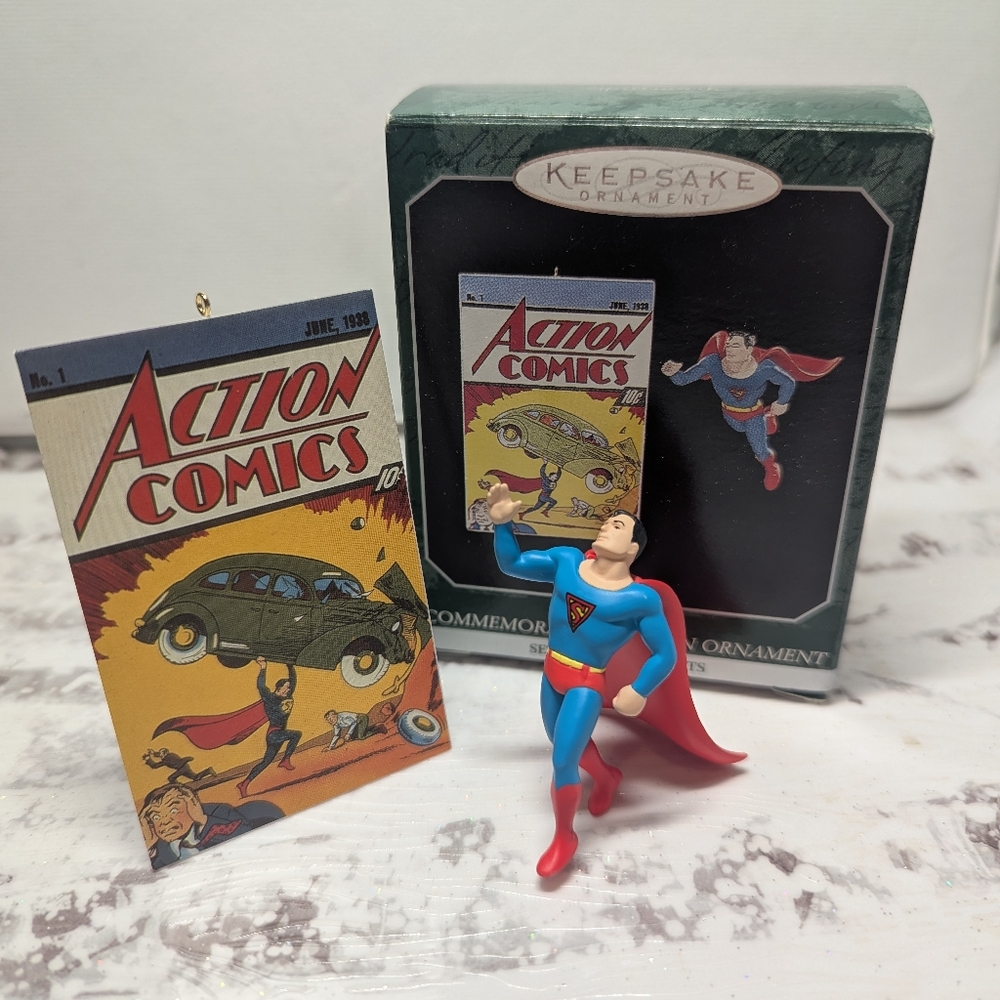 Superman Ornaments New Hallmark Keepsake Handcrafted CHRISTMAS 2 Piece Set Of 2